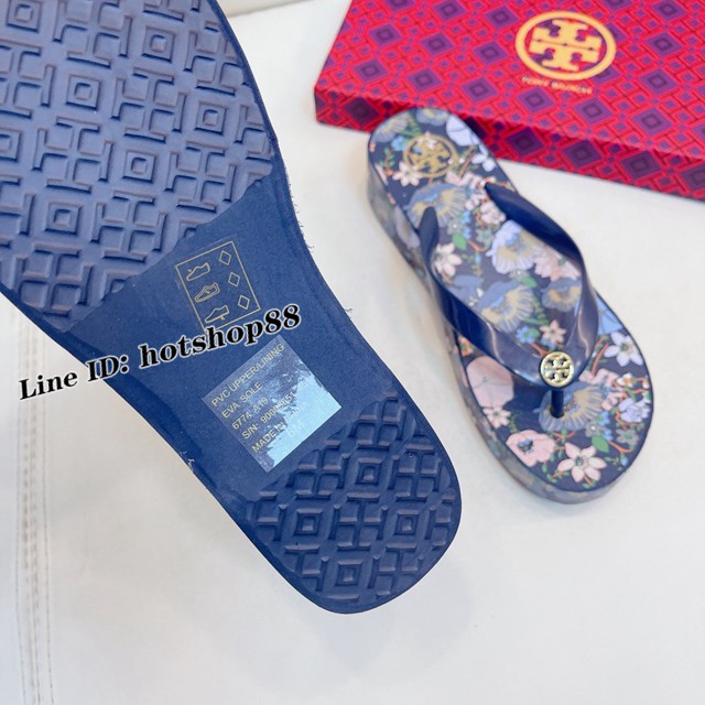 TORY BURCH2021年夏季新款女款坡跟人字拖TB官方春夏季主打款女士人字拖 dx2362